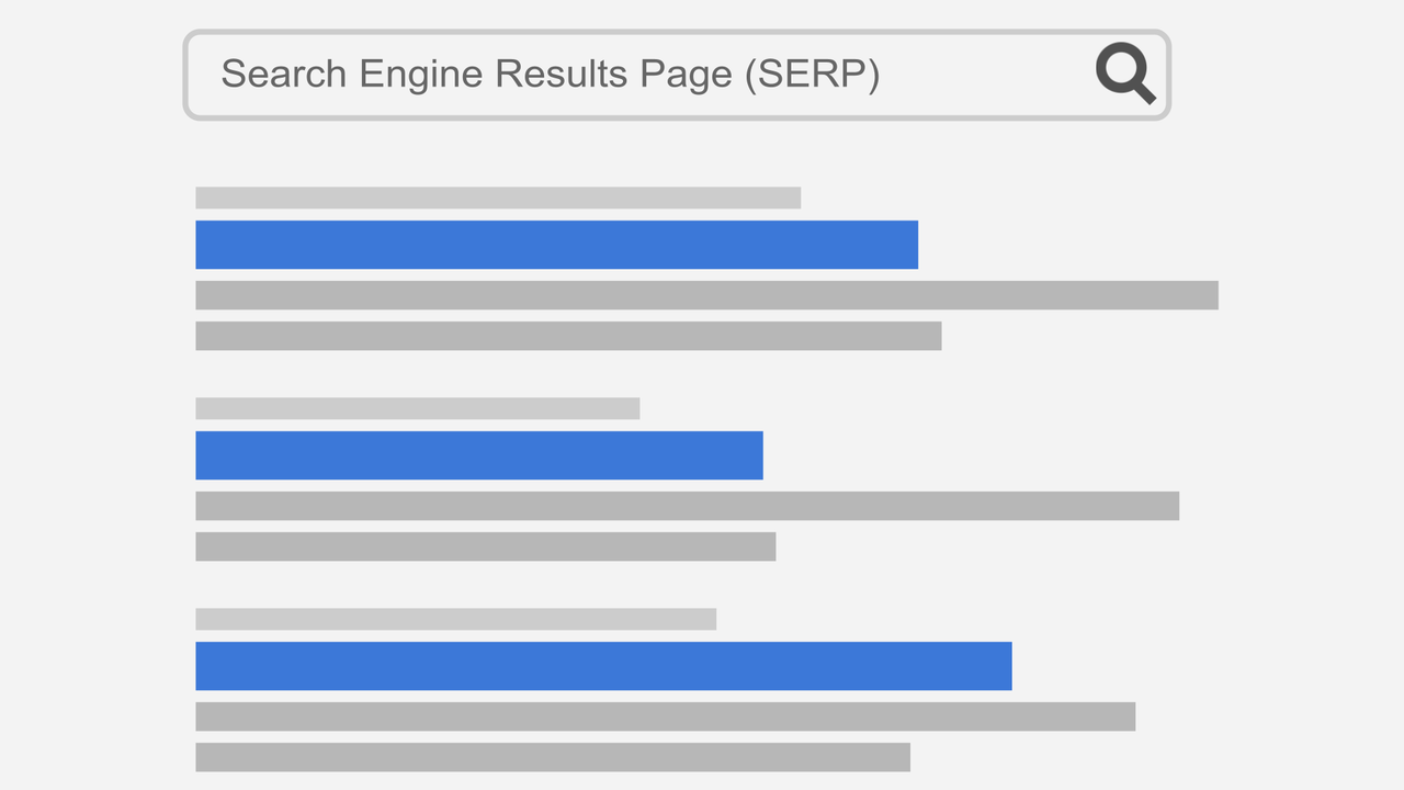 Ilustração de página de resultados de busca do Google (SERP)